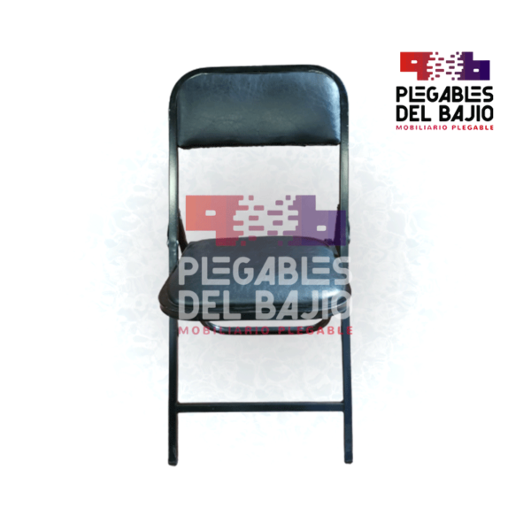 Silla plegable esmaltada acojinada negra - Image 2