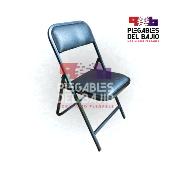 Silla plegable esmaltada acojinada negra