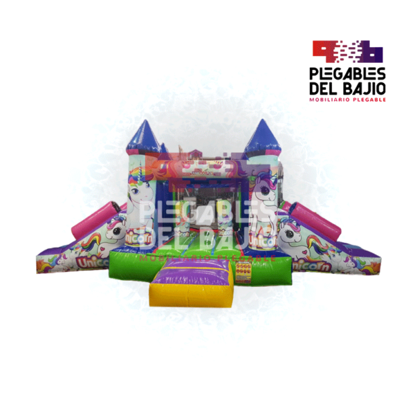 Castillo escalador doble rampa 6x4m. unicornios