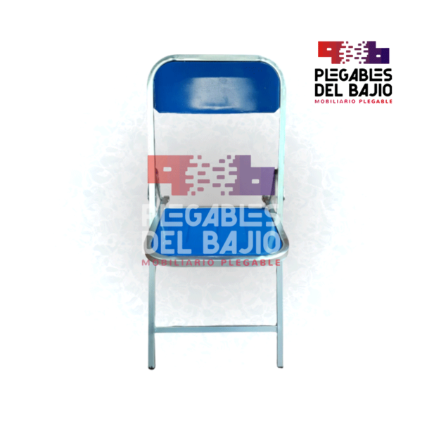 Silla plegable laminada cromada esmaltada en azul