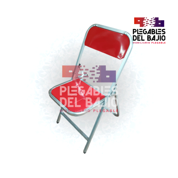 Silla plegable laminada cromada esmaltada en rojo