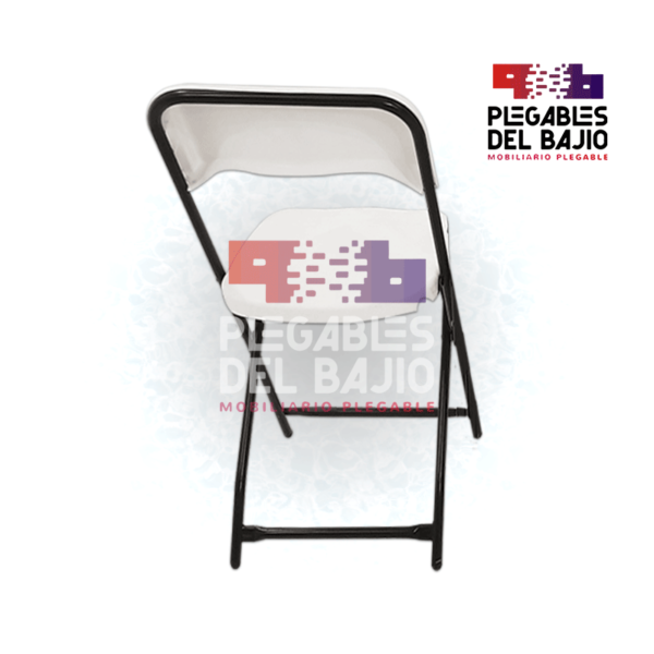 Silla plegable reforzada con asiento y respaldo en plástico blanco - Image 3