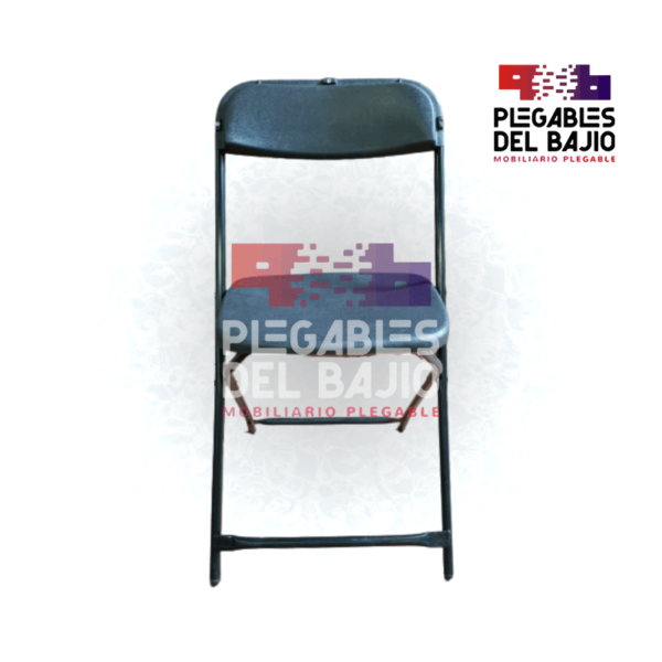 Silla plegable reforzada con asiento y respaldo en plástico negro HR