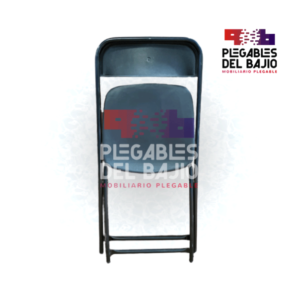 Silla plegable reforzada con asiento y respaldo en plástico negro HR - Image 4