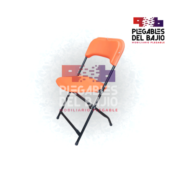 Silla plegable reforzada infantil con asiento y respaldo en plástico de color - Image 2